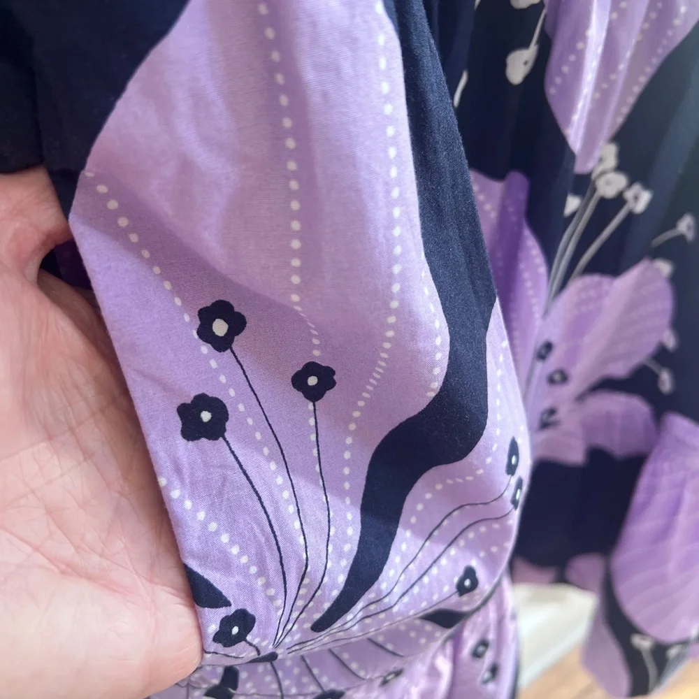 ✨ Anthropologie Purple Floral Print Dress | Elastic Waist ✨ - Picture 7 of 8